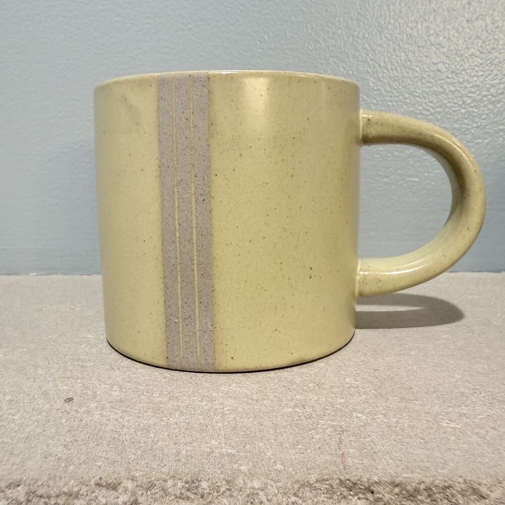 Set of 2 Hearth & Hand Magnolia Triple Stripe Coffee Tea Mug yellow EUC - Picture 5 of 13